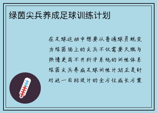 绿茵尖兵养成足球训练计划